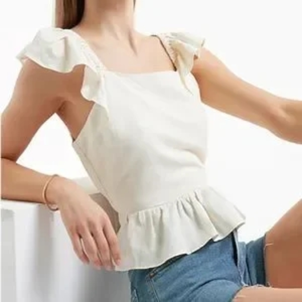Elegant Cream Ruffle Blouse